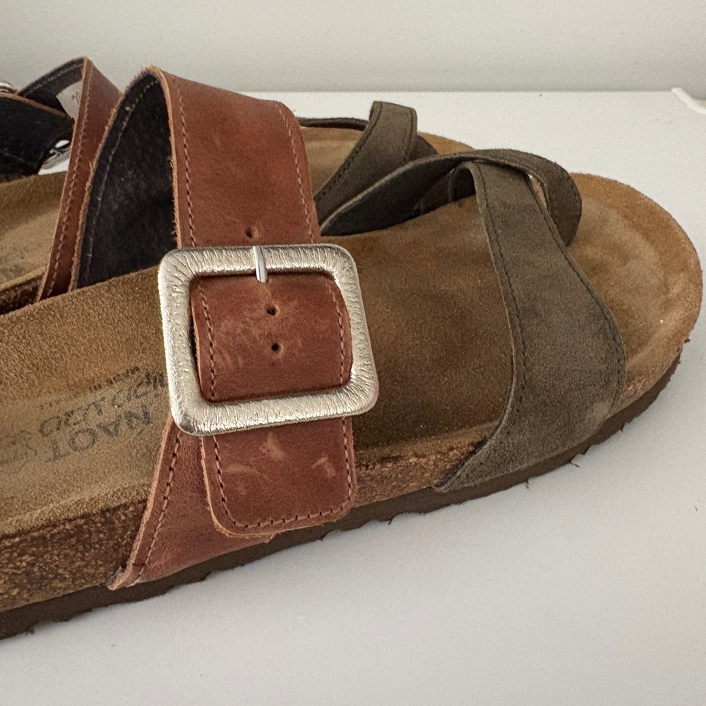 Naot Fresno Women's Leather Adjustable Buckle Toe Ring Cork Sandals‎ Size 39 - Picture 7 of 9